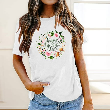 

Mother s Day Short Sleeve Tops for Women Womens Graphic Shirts Summer Casual Tunic Tee Tops Cute Funny Letter T-Shirt Tees