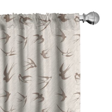 Ambesonne Abstract Curtains, Flying Birds, Pair of 28"x95", Beige Brown