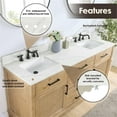 thumbnail image 5 of Solana 72" Wood Vanity in Weathered Fir Calacatta White Quartz Top no Mirror, 5 of 14