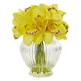 thumbnail image 1 of Nearly Natural 1802-YL Cymbidium Orchid Artificial Arrangement in Glass Vase - Yellow, 1 of 1