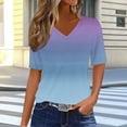 thumbnail image 2 of Annhoo Women'S Summer Clothes Oversized V-Neck Gradient Tops Loose Short Sleeve Blouse Going Out Trendy T-Shirts, 2 of 7