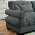 thumbnail image 4 of Grey Velvet Oversized Modular Sectional Sofa - Deep Seat Cloud Couch with Movable Ottoman for Living Room, 4 of 14