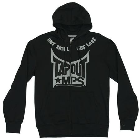 Tapout Mens Hoodie Sweatshirt - MPS "Out Skill Out Last" Black Letters on Black