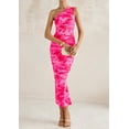 thumbnail image 4 of Vestido PRETTYGARDEN de un Hombro con Frunces y Estampado Floral Rosa Talla L, 4 of 8