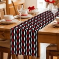 thumbnail image 5 of Red Grey Striped Table Runner 70 Inches, Modern Abstract Geometric Stripes Bed Runner Dresser Scarves Tabletop for Indoor Outdoor Parties/Ceremony/Banquet, 13" x 70", 5 of 9