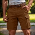 thumbnail image 3 of Cargo Shorts for Men 7 inch Inseam Lightweight Summer Workout Hiking Shorts Pull On Baggy Casual Outdoor Work Short,Coffee,3XL, 3 of 10