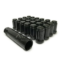 24 Black Spline Lug Nuts 1/2"-20 Fits Dodge Dakota Durango Viper Security Key