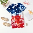 thumbnail image 4 of Grblisyd 4th of July Dresses for Girls Red White and Blue USA Patriotic Dress American Flag Crew Neck Short Sleeve A Line Dress Size 7, 4 of 6