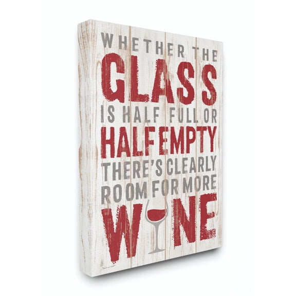 Stupell Industries Wine Glass Funny Word Kitchen Dining Room Wood Texture Word Design Canvas Wall Art by Stephanie Workman Marrott