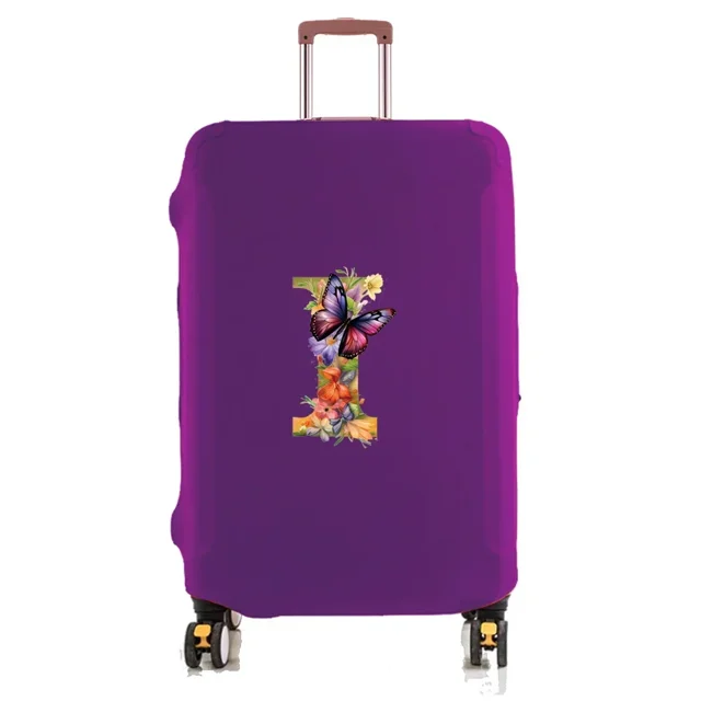 Travel Luggage Cover Baggage Suitcase Protector Washable Reusable Dustproof Scratch-proof Suitcase Cover Butterfly Print Pattern 8butterfly letter I L