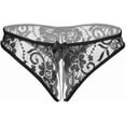 thumbnail image 1 of Zhuge Bragas Sexy para Mujer con Encaje Floral y Sin Entrepierna, Tejido Elástico, Diseño Atractivo y Cómodo para Momentos Especiales,Talle L Negro, 1 of 5