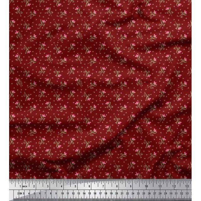 Soimoi Rayon Fabric Swirl,Triangle & Floral Artistic Print Fabric by The Yard 42 Inch Wide