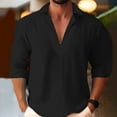 thumbnail image 1 of Men V Neck Solid Color T Shirt Casual Long Sleeve Muscle Slim Fit Tee Blouse Top, 1 of 6