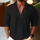 thumbnail image 1 of Men V Neck Solid Color T Shirt Casual Long Sleeve Muscle Slim Fit Tee Blouse Top, 1 of 6