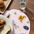 thumbnail image 3 of Cute Butterfly Dragonfly Round 15 Inch Placemats Set of 4, Farmhouse Botanical Floral Pink HeatResistant Non Slip Place Mats for Dining Table, Wipeable Braided Kitchen Table Mats for Housewarming, 3 of 9