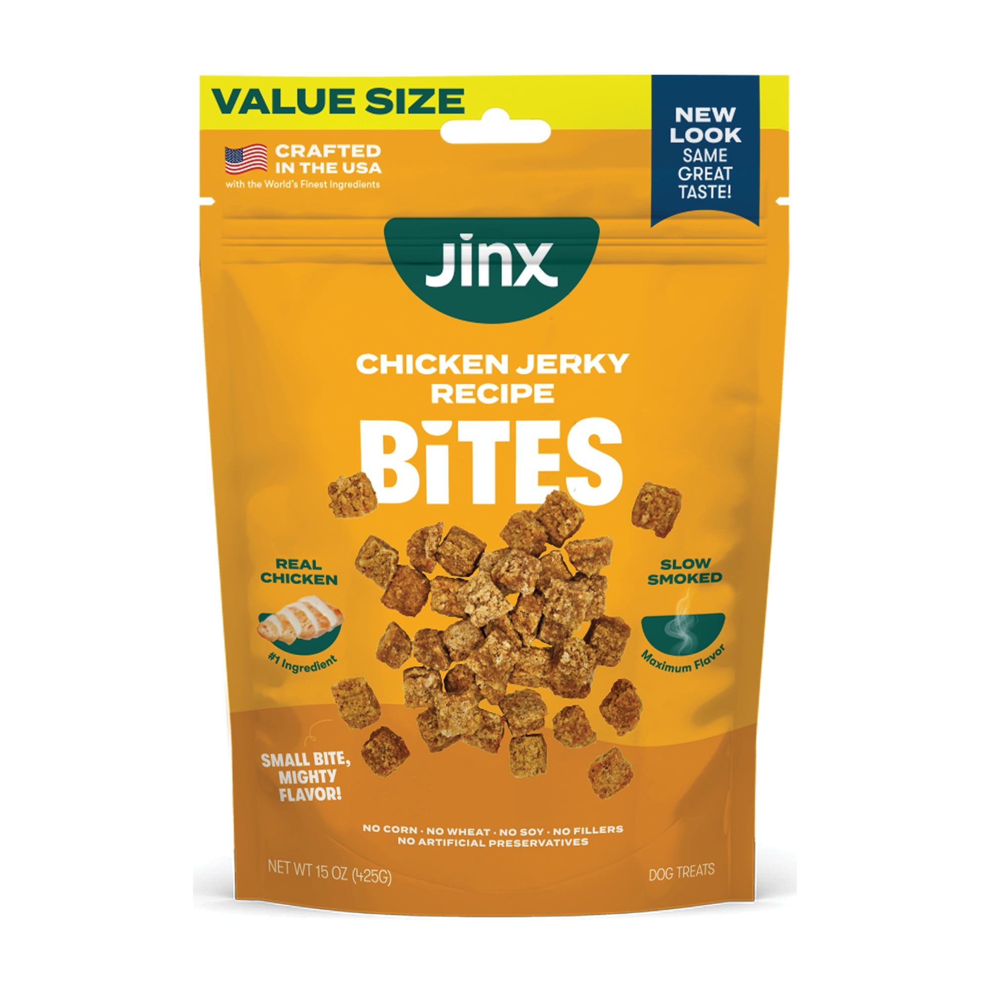 (4 pack) Jinx Chicken Bites, Natural Soft Jerky Dog Treats, 15 oz Bag