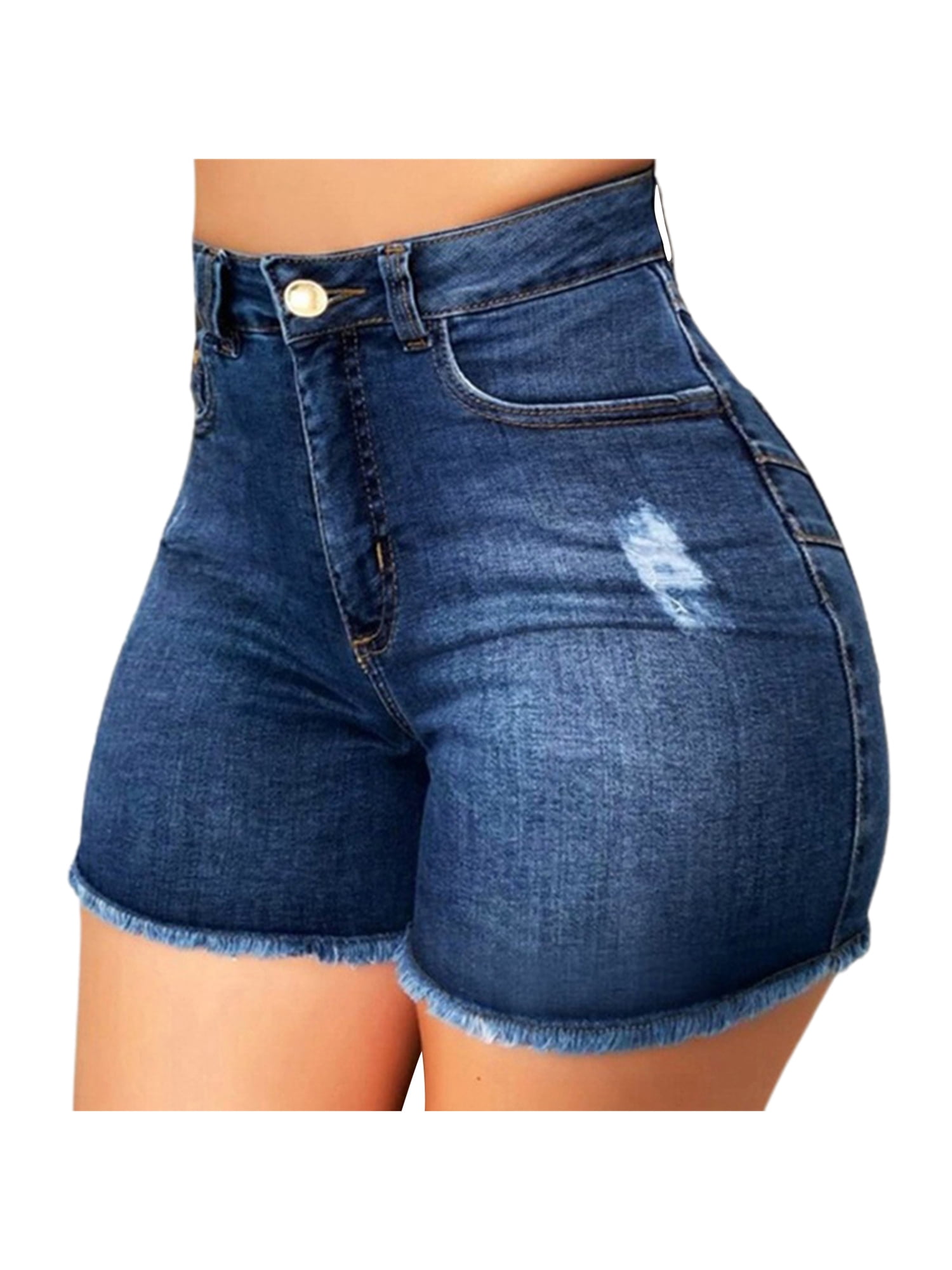 Women Summer Strench Denim Retro High Waisted Slim Shorts Jeans Casual Hot Pant 