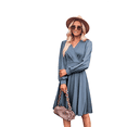 thumbnail image 3 of Robe Courte à Col en V pour Femmes, Smockée, Manches Longues, Taille Haute, Ligne A, Cocktail, Mini, Été Automne, Robes 2025, 3 of 9