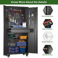 thumbnail image 5 of SUPEER Metal Garage Storage Cabinet with 1 Drawer and Pegboards,71" H Top Workbench Mobile Tool Chests Garage Cabinets with 4 Wheels,Tool Cabinets for Home,Office,Shop，Assembly Required, Black, 5 of 8