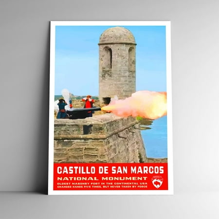 Castillo de San Marcos National Monument Vintage Travel Poster / Postcard WPA Style