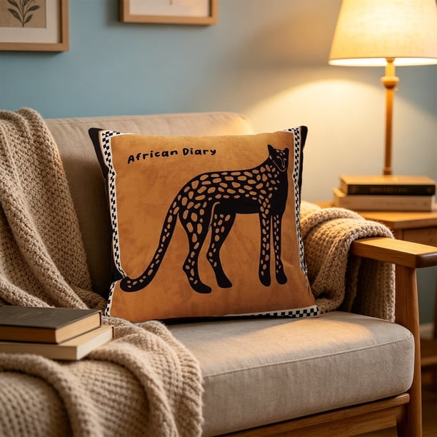Cojín decorativo bordado con suave relleno de pelusa corta – Cojín de felpa para sofá, oficina, dormitorio o silla de sala de estar