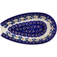 thumbnail image 2 of Polish Pottery 5¼-inch Spoon Rest (Blue Cress Theme) Signature UNIKAT Hand Painted in Boleslawiec, Poland + Certificate of Authenticity, 2 of 6