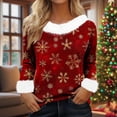 thumbnail image 2 of Lovzfmll Haut à Col Rond Fuzzy à Imprimé de Noël Douillet pour Femmes, Automne/hiver à Manches Longues Rouge, G, 2 of 7
