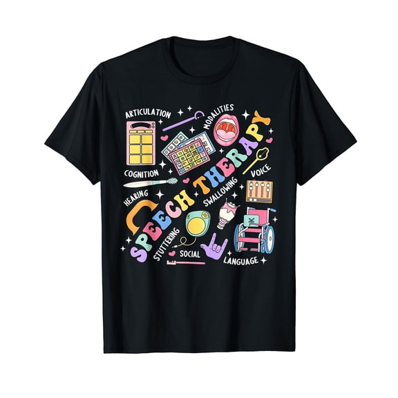 Speech Therapy Retro Groovy Language Pathologist Therapist T-Shirt