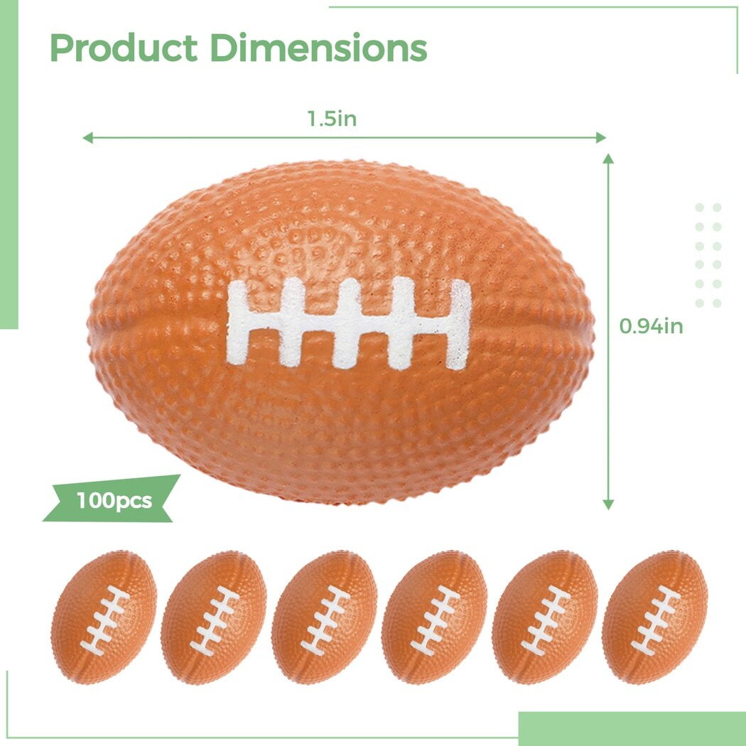 100Pcs Mini Foam Football, Small Stress Balls, Tiny Foam Sports Balls for Stress Relief, School Rewards, Party Supplies, Ball Games