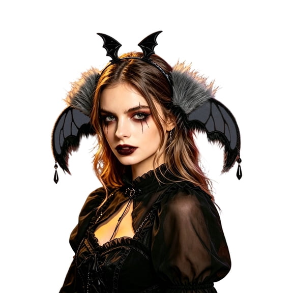HXWCHs Halloween Gothic Bat Ear Womens Hair Headband, Headdress Accessory for Halloween Cosplay Holiday Party Matching Size: One Size Grey