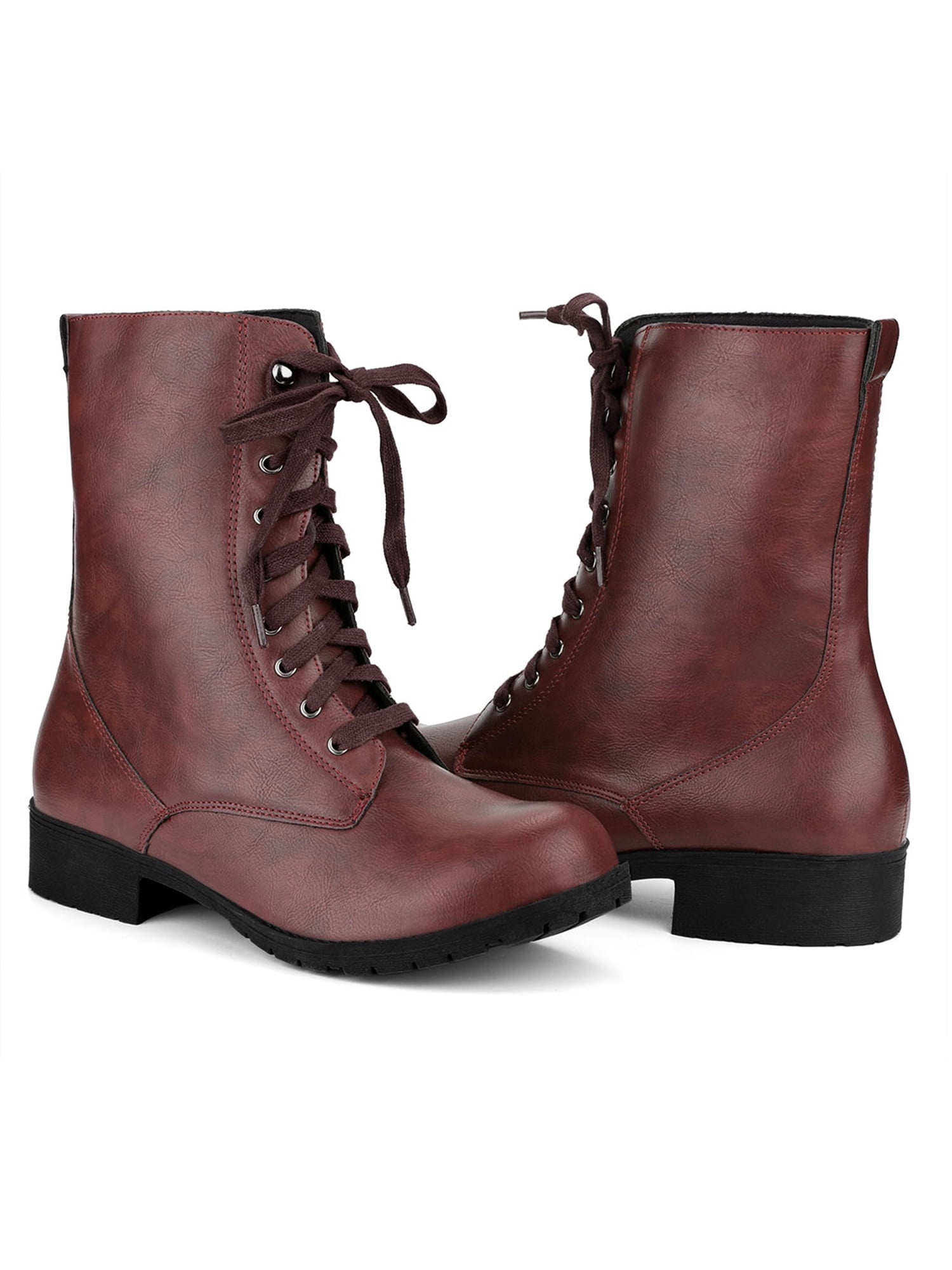 burgundy mid calf boots