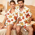 thumbnail image 5 of JULMCOMO Couples Matching Pajamas Full Maple Leaf Print Soft Lounge Two Piece Sets Autumn Print Elastic Waist Comfy Fall Festival Shorts Beige-Men 3XL, 5 of 6