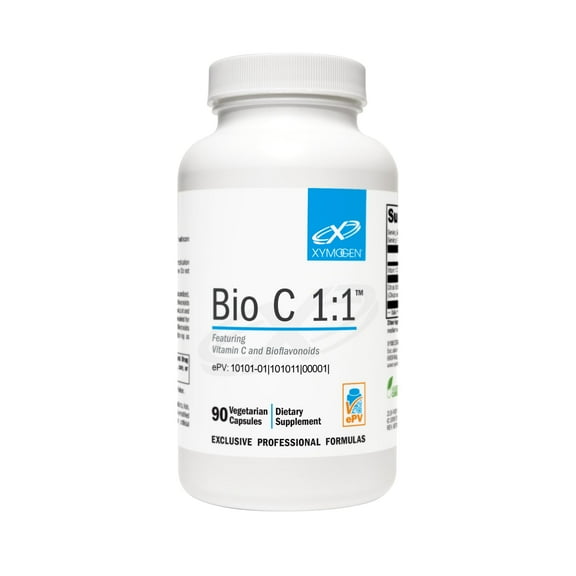XYMOGEN Bio C 1:1 - High Potency Vitamin C Supplement with Citrus Bioflavonoids - Antioxidant   Immune Support, Promotes Collagen Synthesis (90 Vitamin C Capsules)