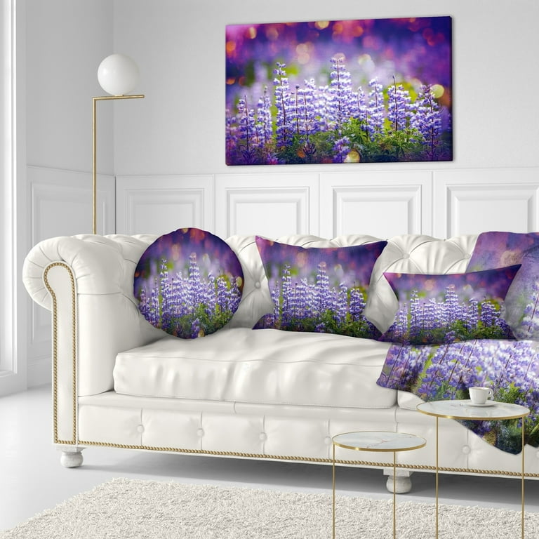 DESIGN ART Designart Blue Lupin Flowers on Blue Background Flower Throw Pillow 16 in. x 16 in. Small Walmart