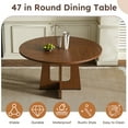 thumbnail image 3 of Noble House 47" Modern Round Dining Table for 4 with Iron Base, Wood Style Farmhouse Kitchen Table, Walnut, 3 of 7