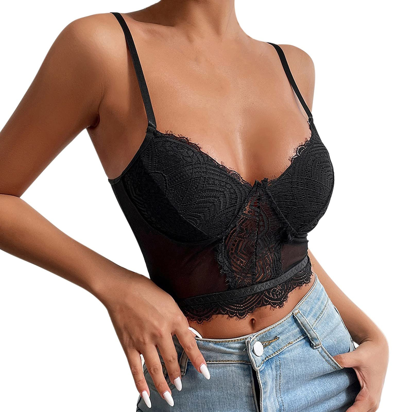 BVnarty Women's Soft Comfy Cami Longline Bralette Summer Crop Tops