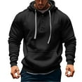 thumbnail image 2 of BOOMNY Mens Hoodies Long Sleeve Hoodie for Men Solid Color Buttons Soft Warm Pullover Hooded Sweatshirt Cozy Fall Winter Hoodies With Pocket, 2 of 4
