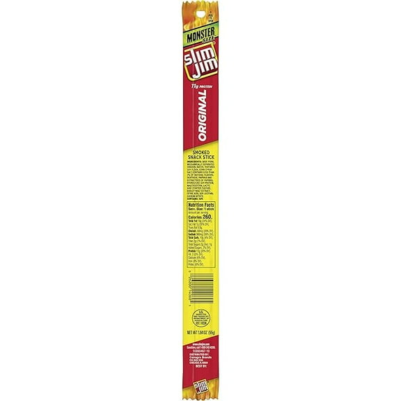 2 Pack Slim Jim Monster Smoked Meat Sticks, Original Flavor, High Protein, 1.94 oz.