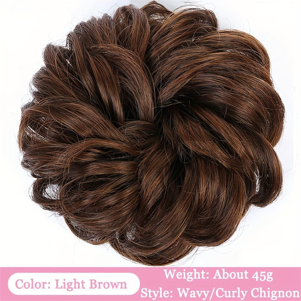 Messy Bun Hair Piece Wavy Curly Scrunchies with Elastic Band Fluffy Chignon Ponytail Hairpieces