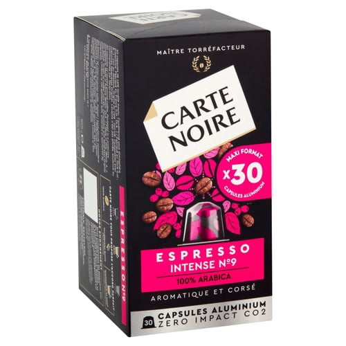 Carte Noire Intense Aluminium Nespresso Compatible Capsules, 30 pods per pack, British Import (Pack of 3)