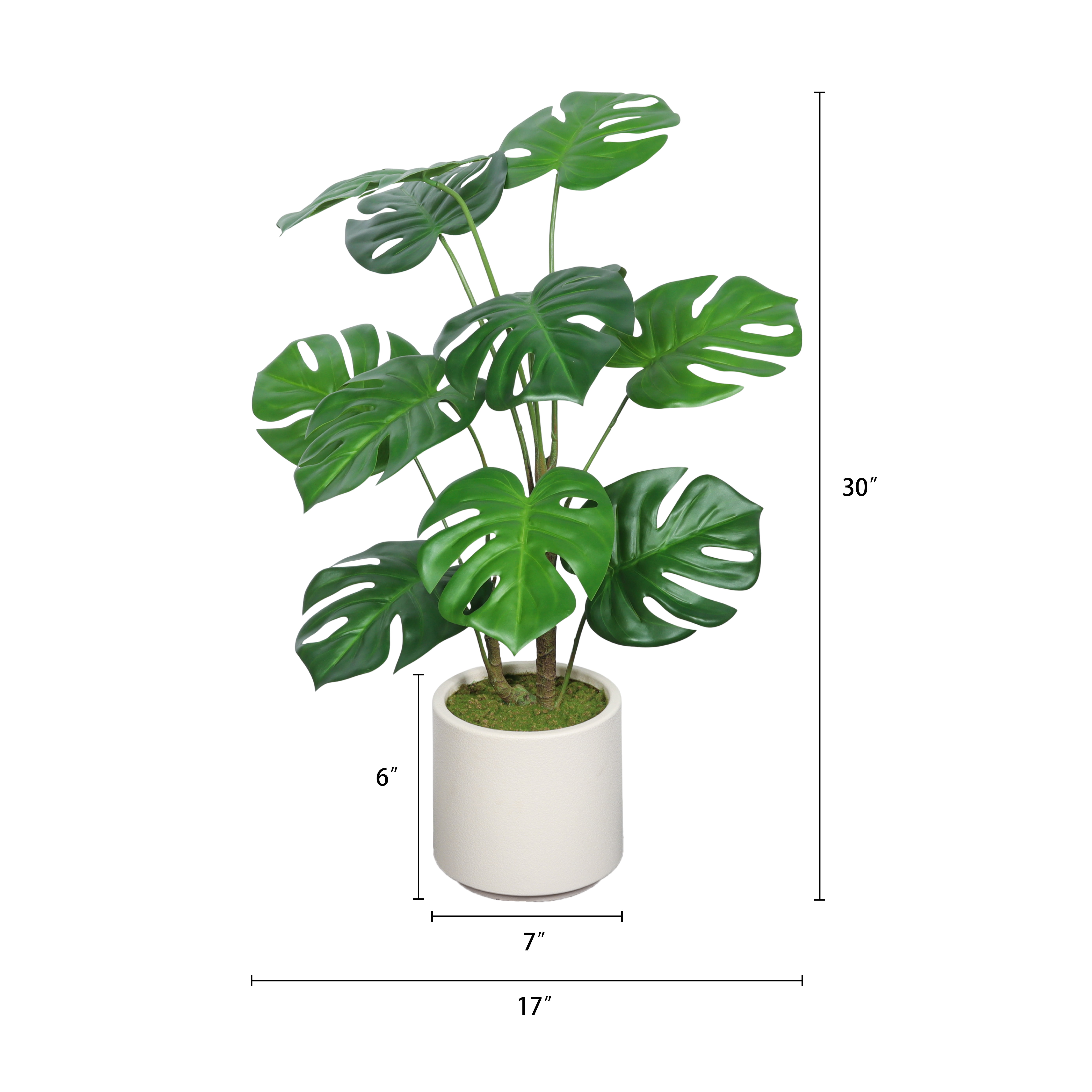 30" Artificial Monstera Deliciosa Plant with White Pot,Faux Plants Indoor Decor,Silk Plants for Home Decor Office,2 Pack