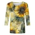 thumbnail image 5 of CFLVAEK Plus Size Womens Shirts Loose Fit 3/4 Length Sleeve Blouses Fashion Sunflower Graphic Tee Shirts Summer Fall Casual Tops for Women Yellow XL, 5 of 5