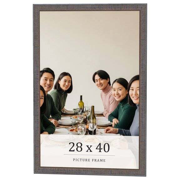 28x40 Frame Blue Kingsley Pewter Solid Wood Picture Frame Width 0.75 Inches |Interior Depth 0.5