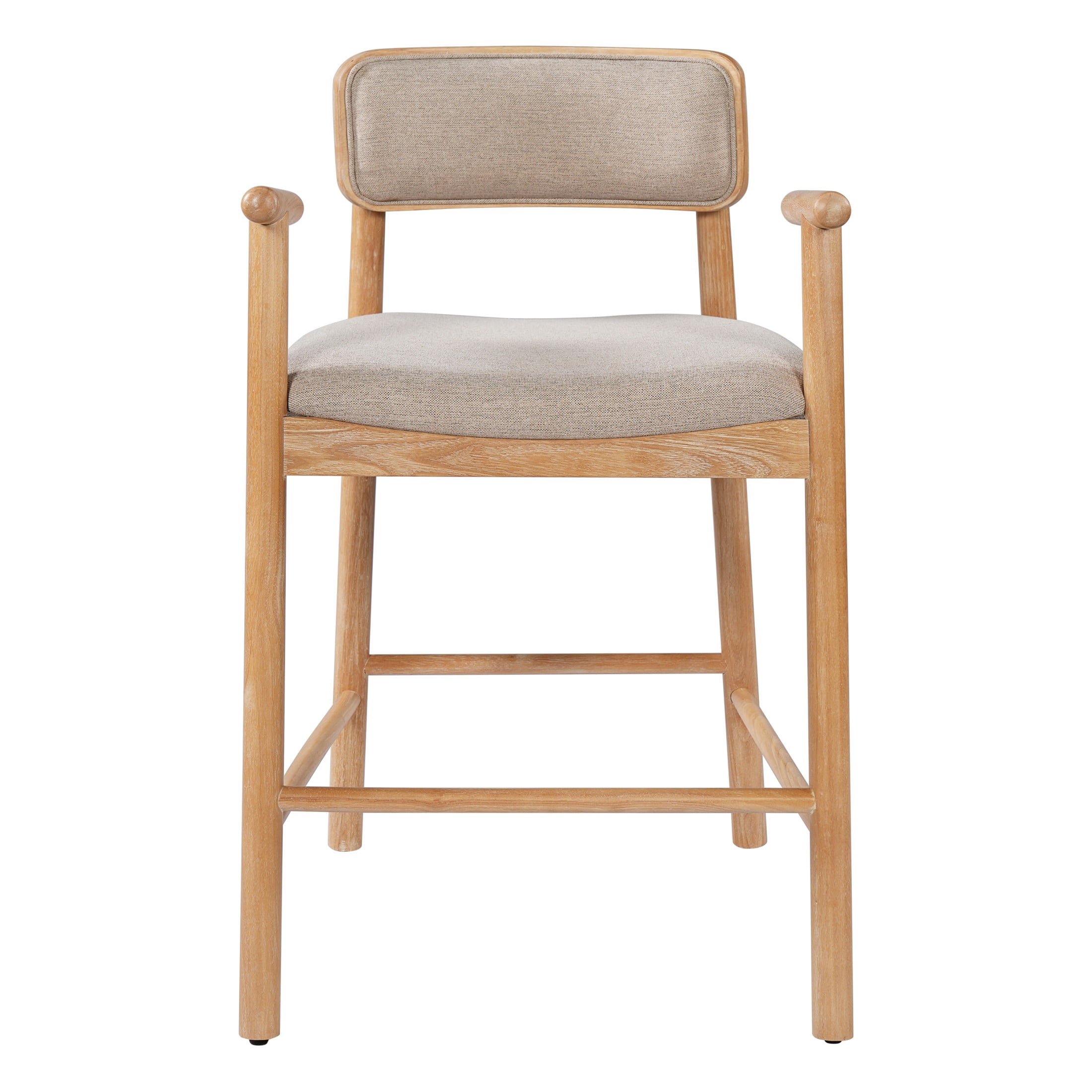 Christopher Knight Home Minimalist Wooden Counter Stools with Beige Upholstery, Natural, Set of 4