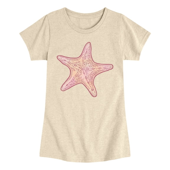 Instant Message - Watercolor Starfish Fitted Short Sleeve Graphic T-Shirt