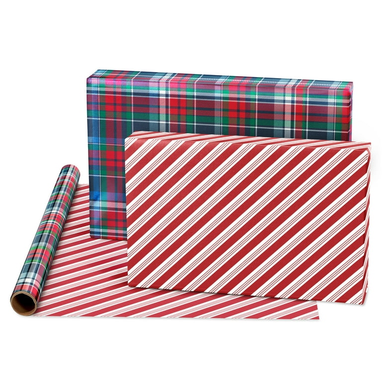 Baby Boy Lettering/Blue Gingham Reversible Wrapping Paper, 20 sq. ft.