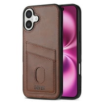 ELEHOLD Wallet Case for iPhone 16,Elegant Leather Case with 2 Card Slots, Slim and Stylish Design Cover for iPhone 16,Brown