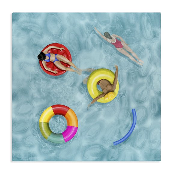 Stupell Industries Contemporary Pool Floats Swimming Beach Summer Canvas Art, 17 x 17, by Grace Popp