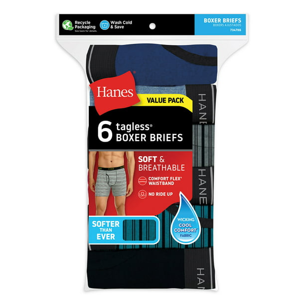 Hanes - Hanes Men's Value Pack Assorted Boxer Briefs, 6 Pack - Walmart ...
