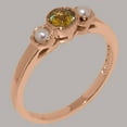 thumbnail image 2 of LBG British Made 9k Rose Gold Natural Peridot & Cultured Pearl Womens Anniversary Ring - 33 size options - Size 10, 2 of 5